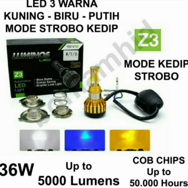 Lampu Motor LED Luminos 3 warna Z3 H6 H4