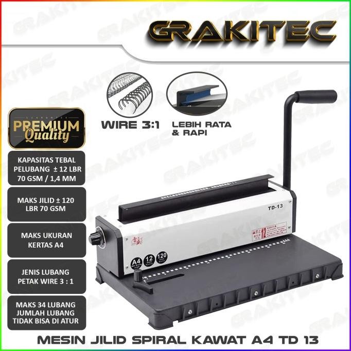 

BEBAS ONGKIR - Mesin Jilid Spiral Kawat T118R TD13 TD130 Grakitec