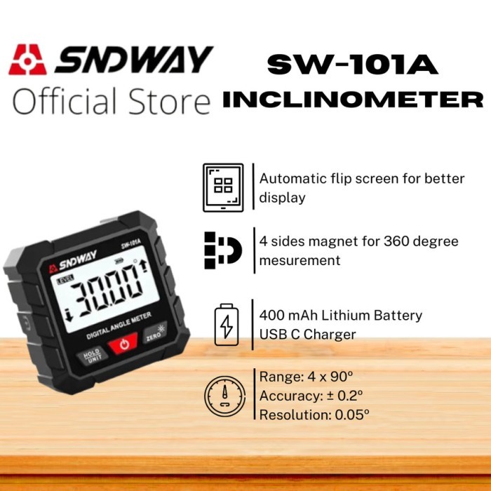 

newgan!! SNDWAY Digital Inclinometer Waterpas Sudut Kemiringan Magnetic SW-101A