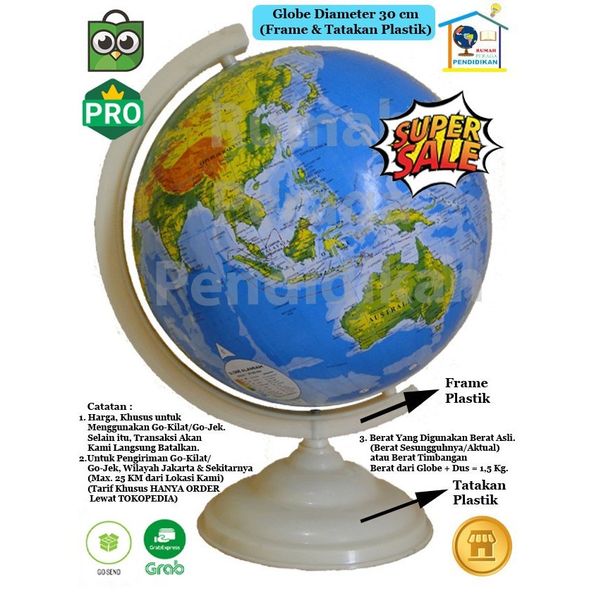 

GLOBE (BOLA DUNIA) 30 CM - TIPE 1 (Via Go-Kilat)