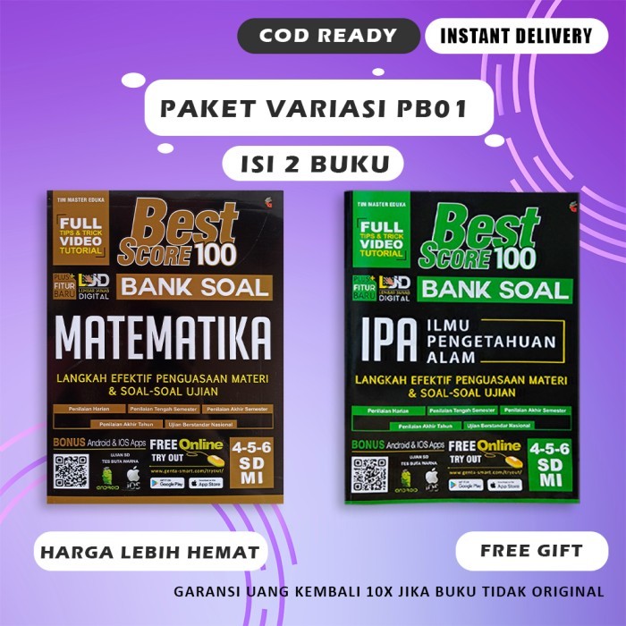 

PAKET BUKU PELAJARAN SD : BEST SCORE 100 BANK SOAL SD MI KELAS 4 5 6