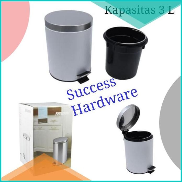 KRISBOW TEMPAT SAMPAH PEDAL 3 LTR PEDAL BIN ROUND WHITE 3LTR 3503B 14