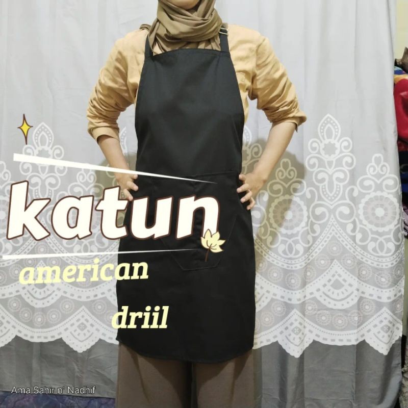 CELEMEK MASAK CELEMEK POLOS APRON CELEMEK/APRON DAPUR BAHAN KATUN AMERICAN DRIIL