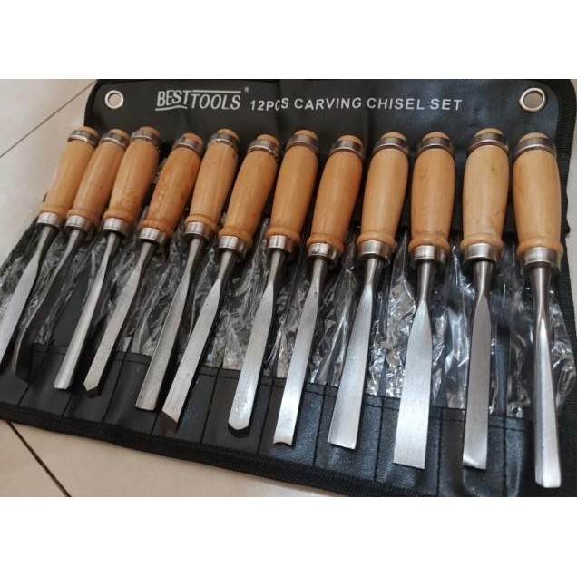 

Set Pisau Ukir Pahat Kayu 12 In 1 / Wood Carving Art Chisel