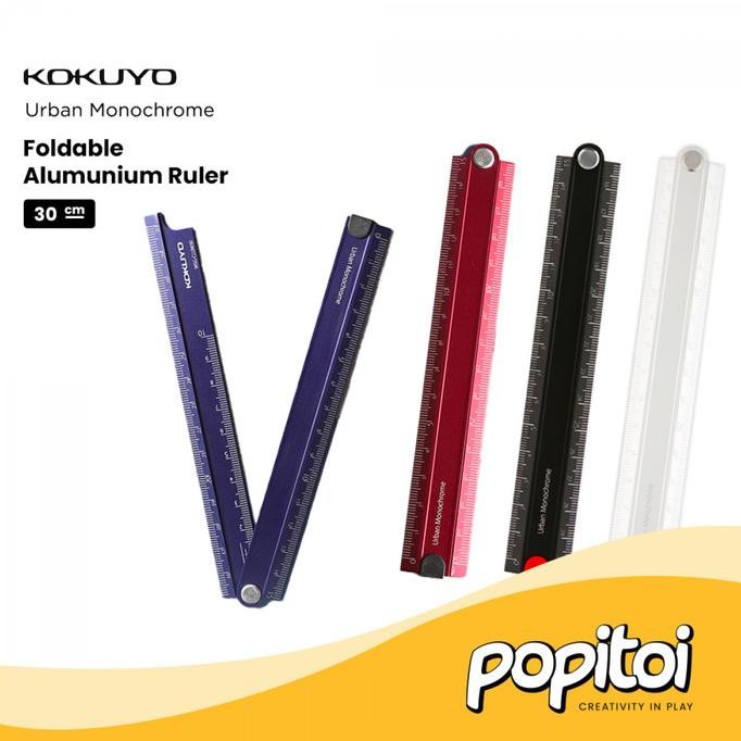 

TERMURAH - KOKUYO Urban Monochrome Foldable Aluminum Ruler 30 cm Penggaris Lipat