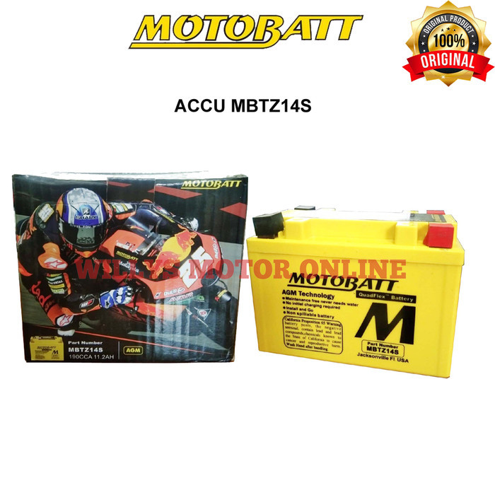 Aki Motor Accu MBTZ14S Motobatt T max ER6N / Accu Motobatt MBTZ14S