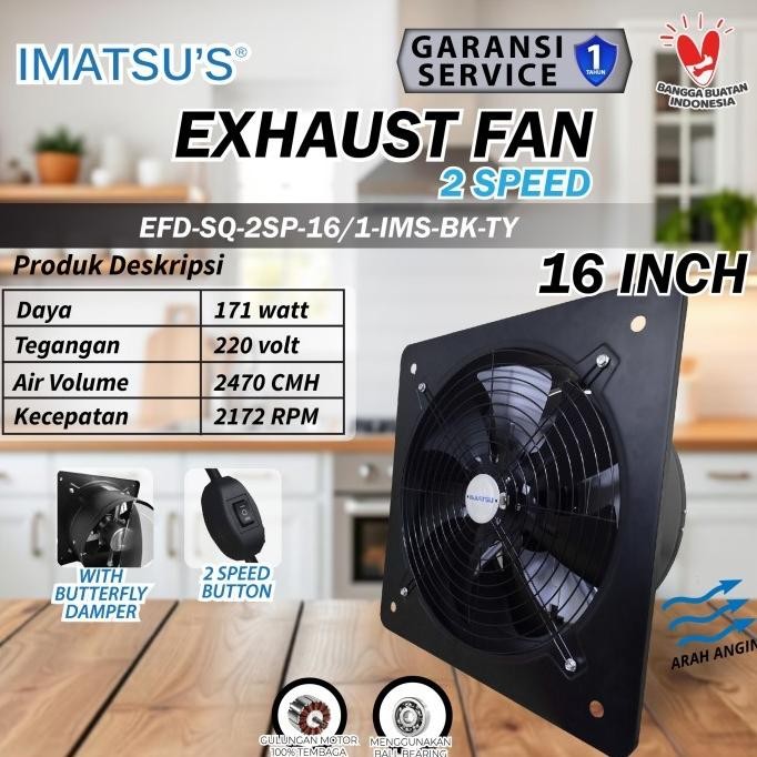 EXHAUST FAN 16 INCH WALL AIR DUCT BOOSTER FAN 16" INCH 2 SPEED / KIPAS HEXOS DINDING EXHAUST FAN VEN