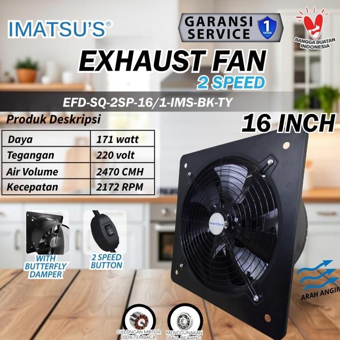 EXHAUST FAN 16 INCH WALL AIR DUCT BOOSTER FAN 16" INCH 2 SPEED / KIPAS HEXOS DINDING EXHAUST FAN VEN