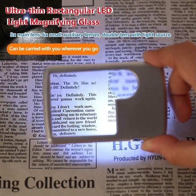 

Kaca pembesar persegi panjang ultra-tipis dengan lampu LED untuk membaca kaca pembesar |jjtgfM5R|