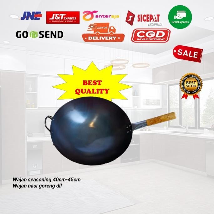NEW WOK/WAJAN/KWALI BAJA HITAM IMPORT SEASONING / WAJAN NASI GORENG 40/45