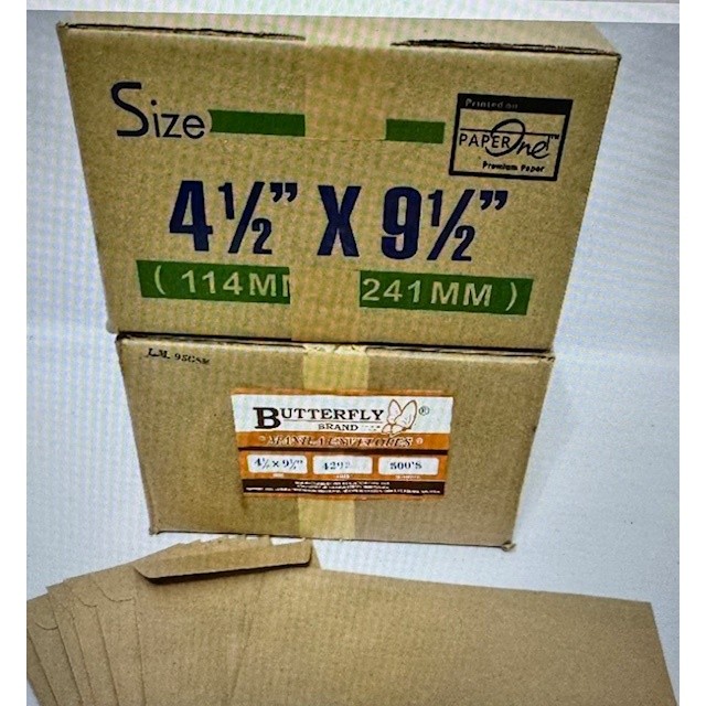 

Amplop Cokelat Kupu-kupu 4,5" x 9,5" 95gsm / Tanpa jendela / Jendela (500 pcs/kotak) |8ZRXLedo|