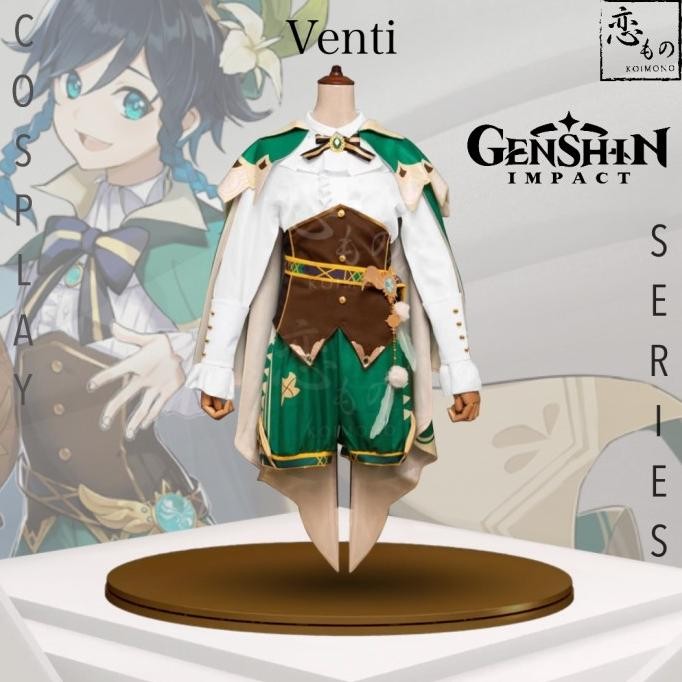 Koimono Venti Genshin Impact Default Costume Cosplay Set Wig / Set Kostum Cosplay Venti Genshin Impa