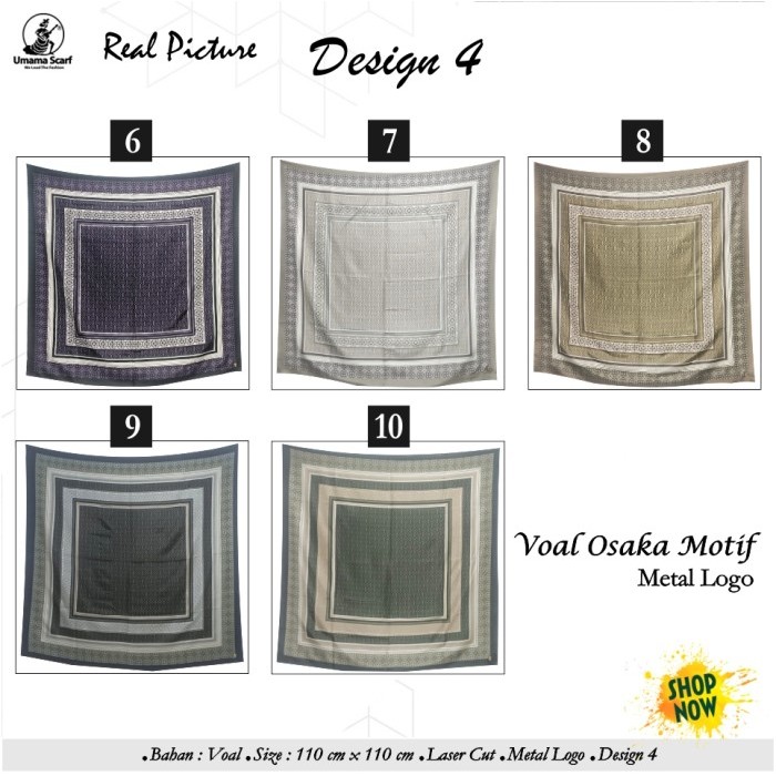 Jilbab Segi Empat Voal Osaka Metal Logo Laser Cut Motif 4 By Umama Ori