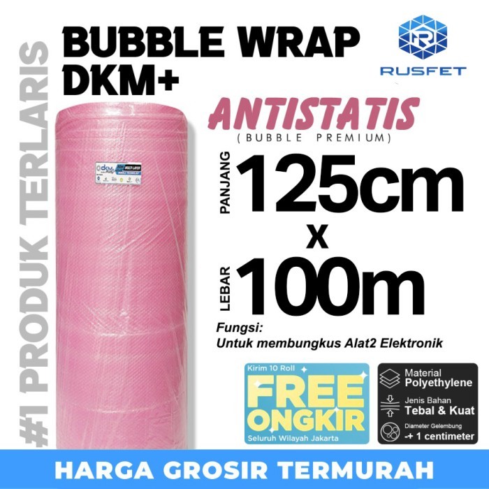 

BUBBLE WRAP DKM+ ANTI STATIC 125CM X 100M - BUBBLE ANTI STATIS MERAH