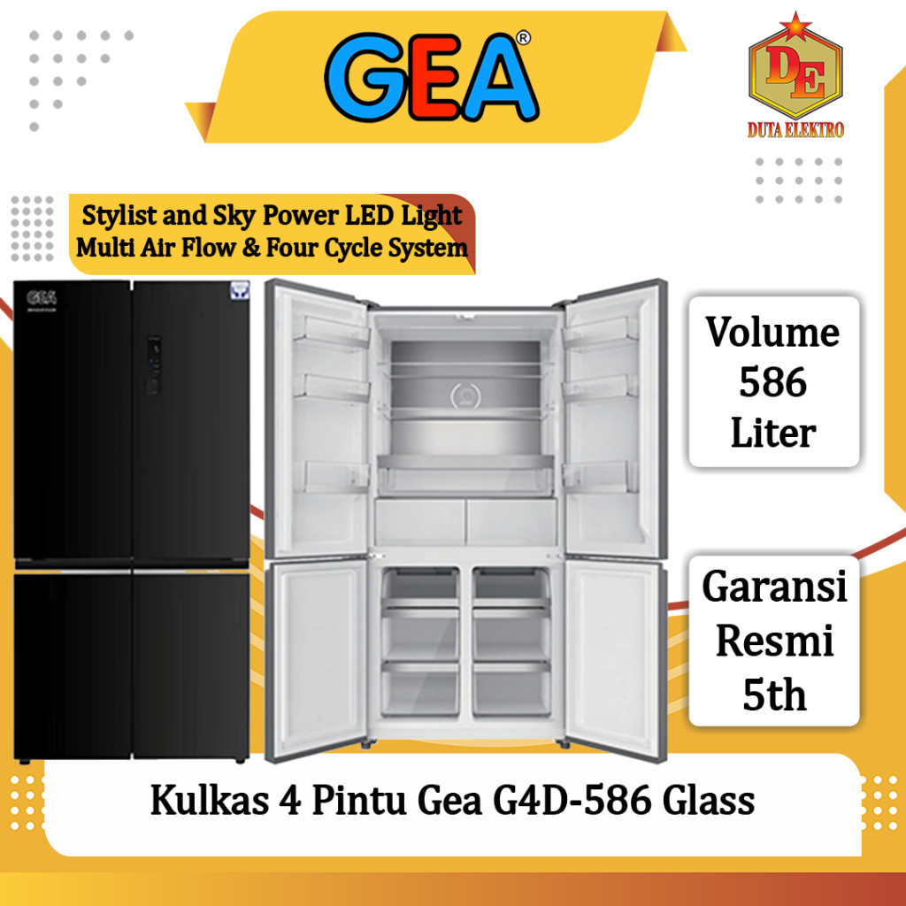 Kulkas 4 Pintu Gea G4D 586 Glass