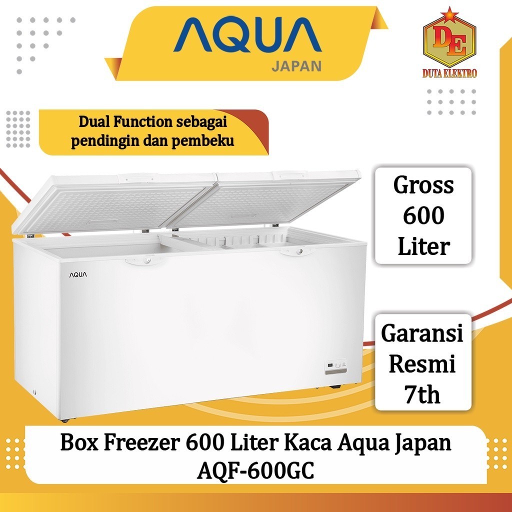 Box Freezer Aqua Japan AQF 600 GC Chest Freezer 600 Liter Kaca