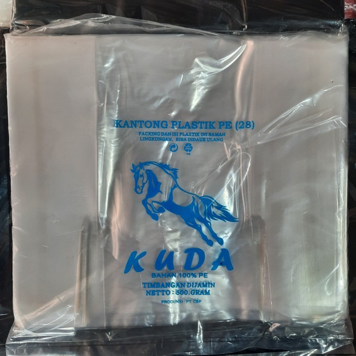 

Plastik kantong kresek PE ukuran 28 transparan. PER BAL isi 50 bungkus