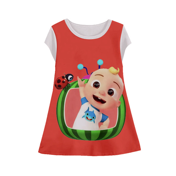 Baju Dress Kartun Anak Lengan Pendek Kartun 3D Printing Cocomelon Tunik-Cocomelon-4-designWD Limited