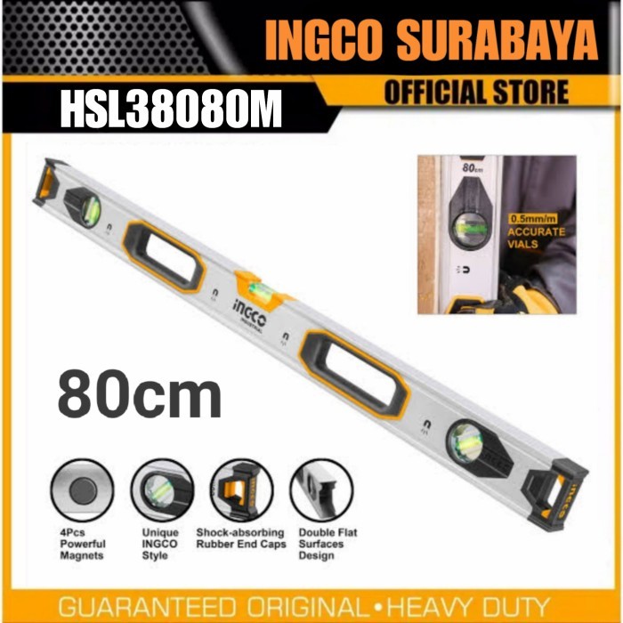 

INGCO HSL38080M SPIRIT LEVEL-POWERFULL MAGNET 80CM WATERPASS WATERPAS