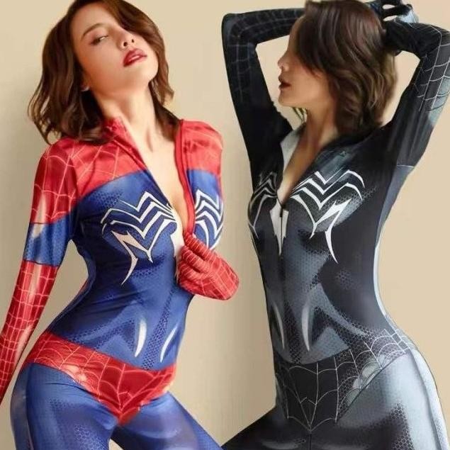 Lingerie Cosplay Spiderman Bodysuit Kostum Wanita Dewasa