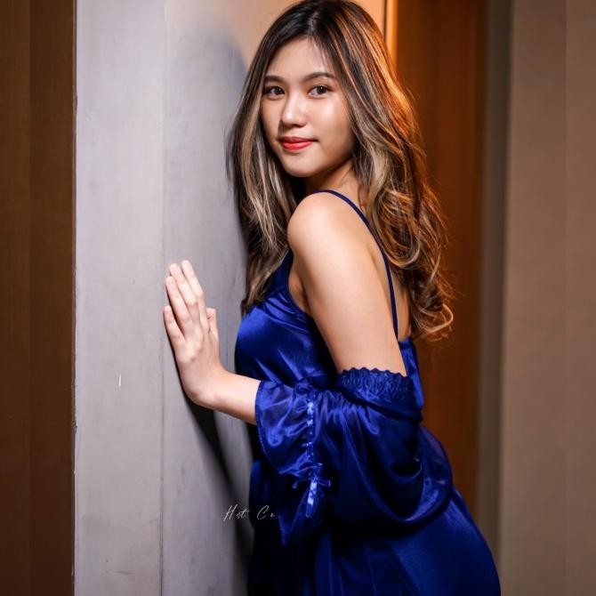 Kimono Tidur Hst + Daster Singlet Transparant (Navy Blue)