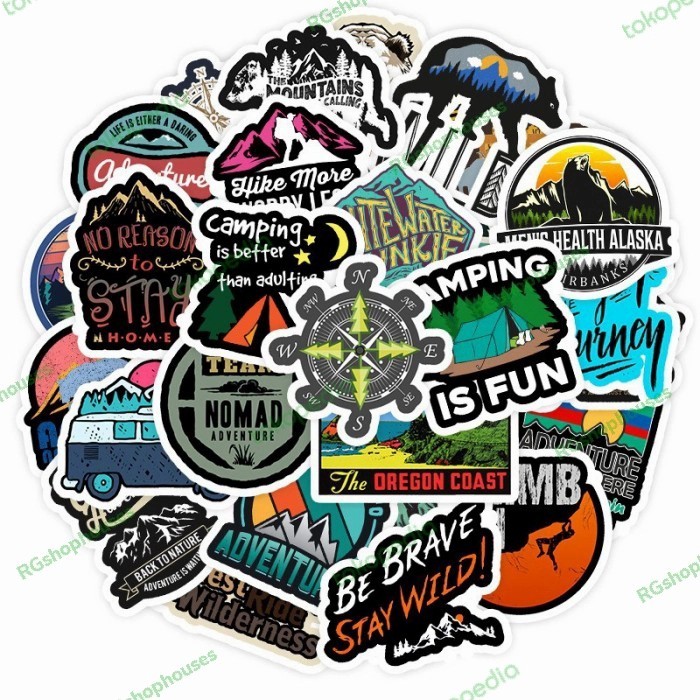 

sticker camping tumblr waterproof hiasan dekorasi untuk laptop koper helm mobil jurnal kartun kekinian 40pcs