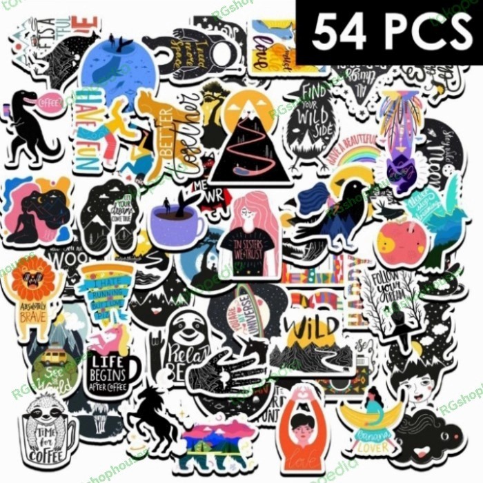 

sticker kartun lucu aesthetic tumblr kawaii colorful hiasan dekorasi untuk jurnal laptop hp kulkas helm mobil waterproof laptop 54pcs