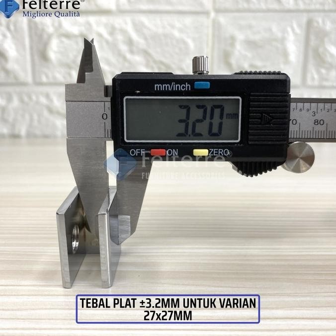 Ambalan Jepit Kaca Felterre | Penjepit Klip Kaca Wastafel Zinc Alloy