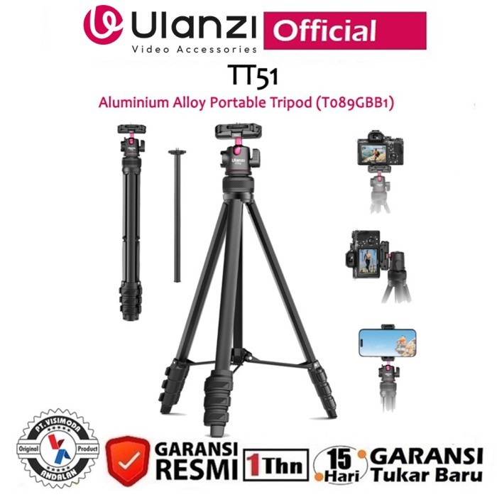 Ulanzi TT51 Aluminium Alloy Portable Tripod (T089GBB1)