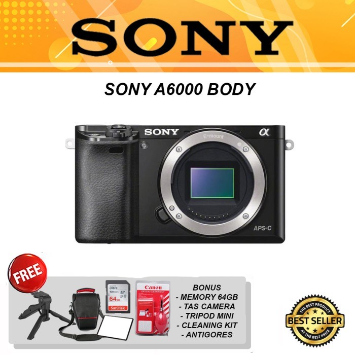 Sony Alpha 6000 Body Only Camera Paket Bonus Garansi Sony A6000