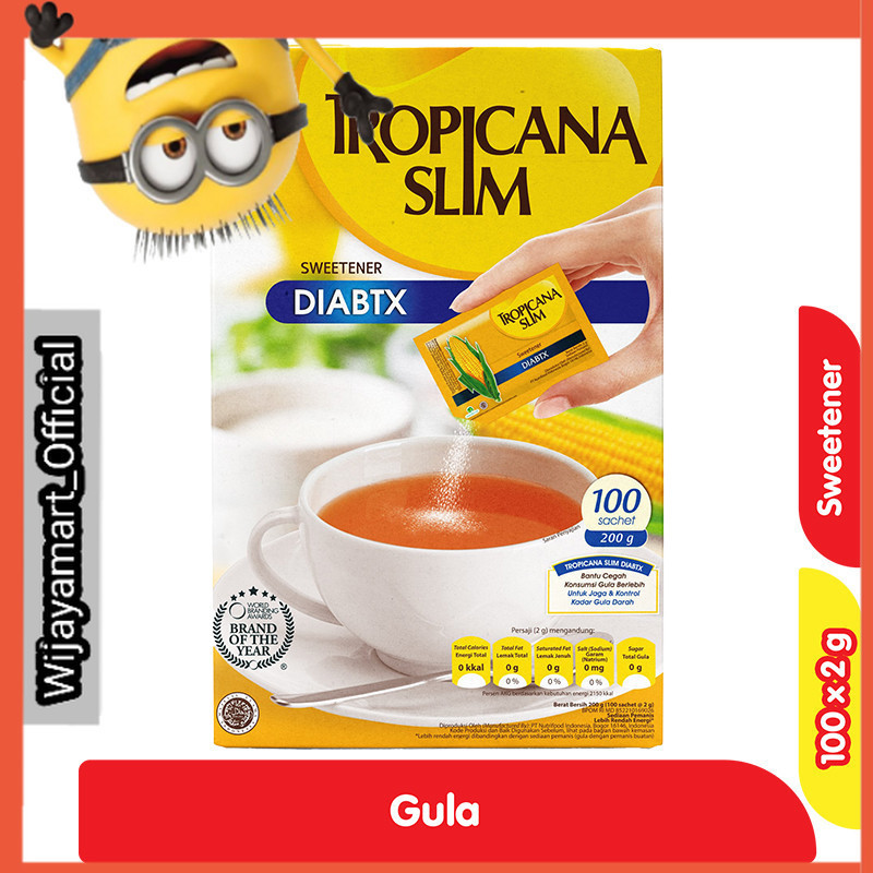 

Tropicana Slim Pemanis Nol Kalori Diabtx 100 x 2 g