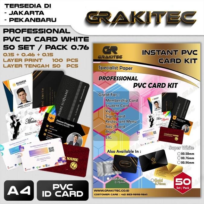 

TERBARU - Kertas PVC ID Card 50 Set Grakitec Professional Super White 0.76mm