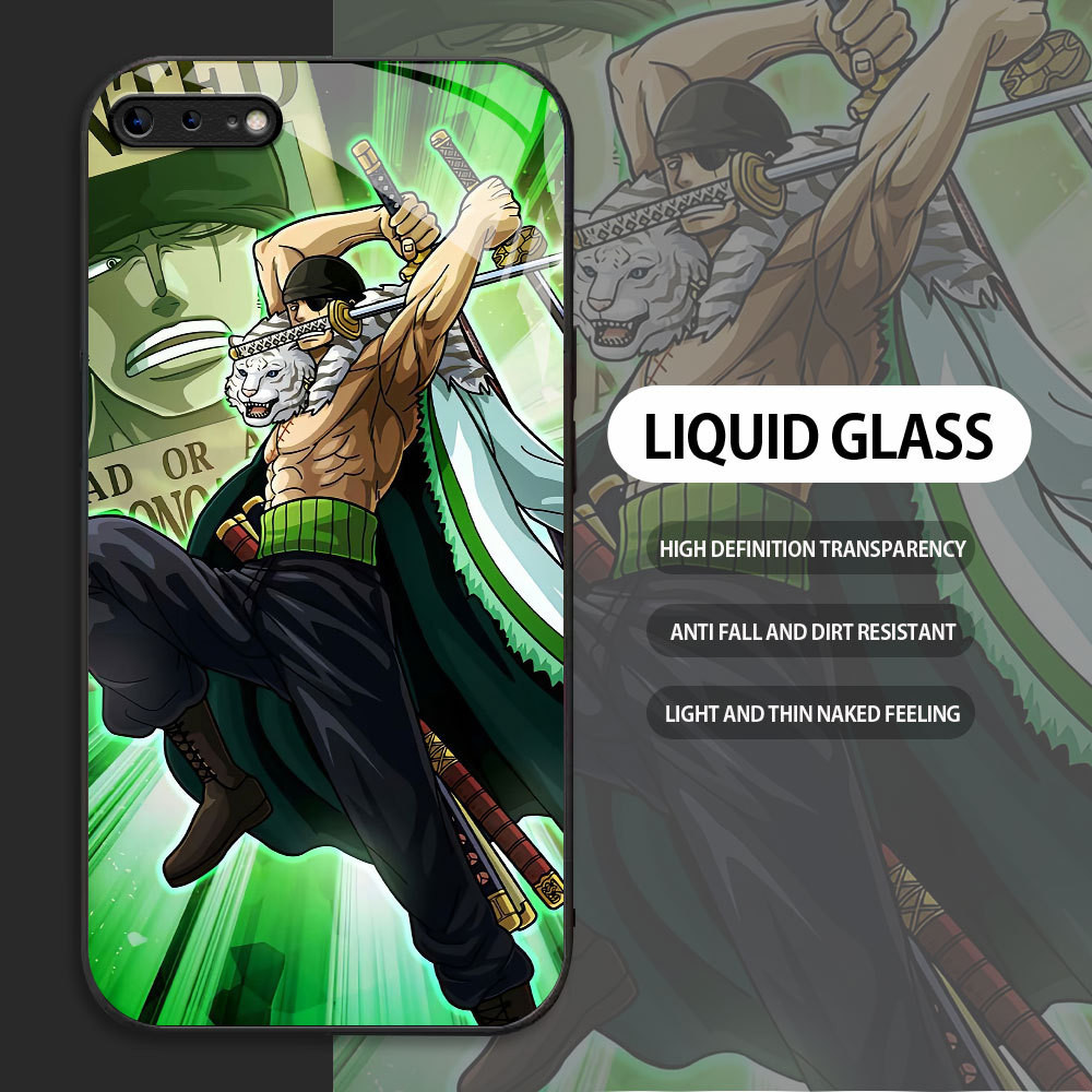 For Apple iPhone 6 6S 7 8 Plus SE2020 se2022 Casing Skin Handphone  One Piece Zoro Glass kesing Phon