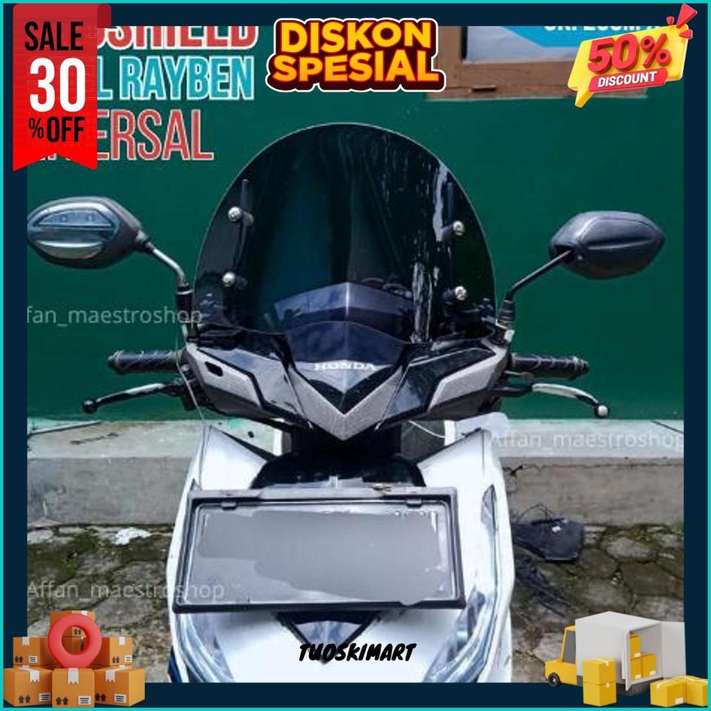 Tameng Angin Universal Rayben Hitam Transparan Windsield Beat Windshield Windshield Universal  Winsi