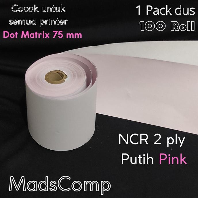 

BEBAS ONGKIR - 1 Dus isi 100 Roll Kertas Struk Kasir NCR 2 ply Grosir Murah
