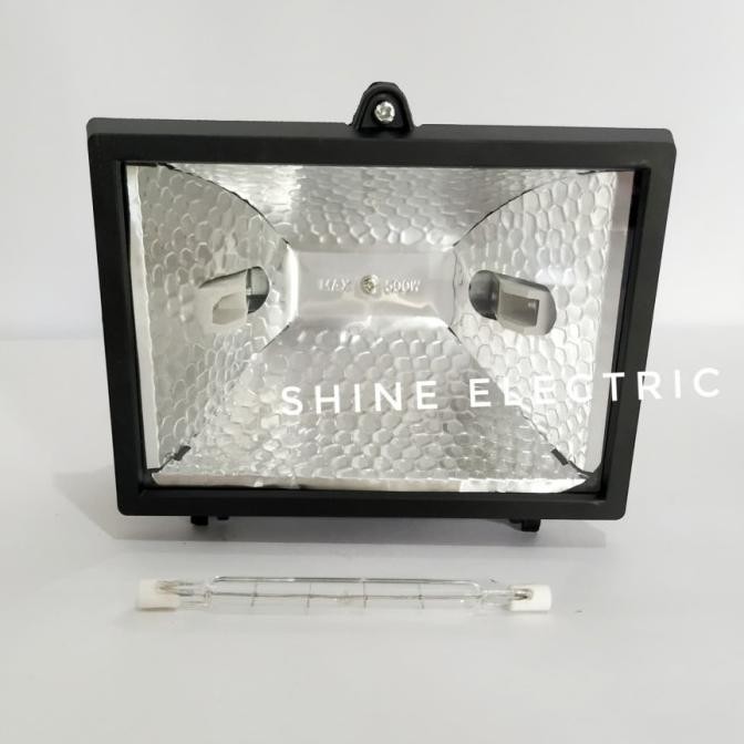Kap Lampu Tembak Halogen 500w Sorot + Lampu Plusline Philips 300w set