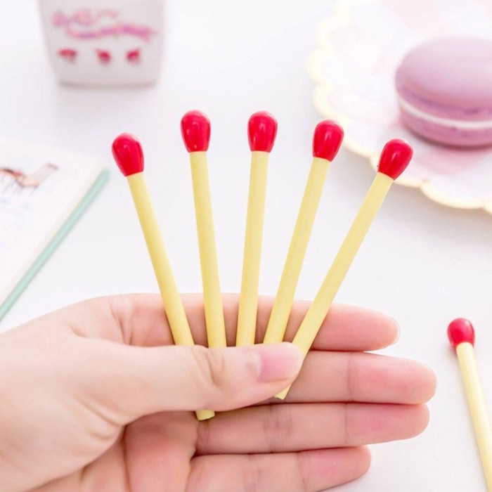 

Terbaru Matchstick Ballpoint Pen 20pcs Vintage Tinta Biru Alat Kantor Halus 100% ori