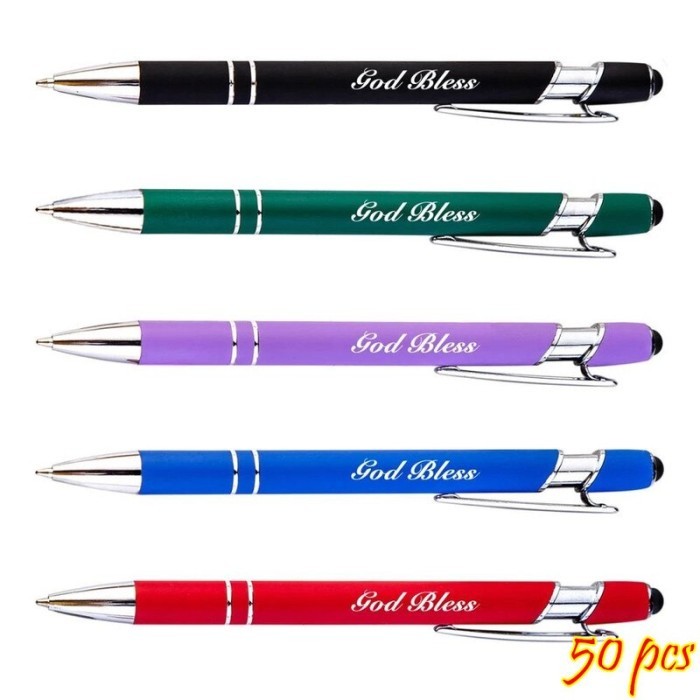 

Terbaru 50Pcs Metal Ballpoint Pen Touch Screen Pen Logo Office School 100% ori