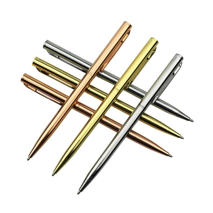 Terbaru 100pcs 1.0mm Bolpoin Logam Tanda Tangan Bisnis Kantor Hadiah Pulpen 100% ori