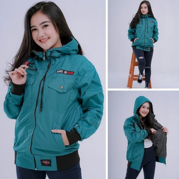 JAKET WANITA PARASUT CEWEK KOREA MOTOR JAKET BOMBER SEMI PARKA TERBARU