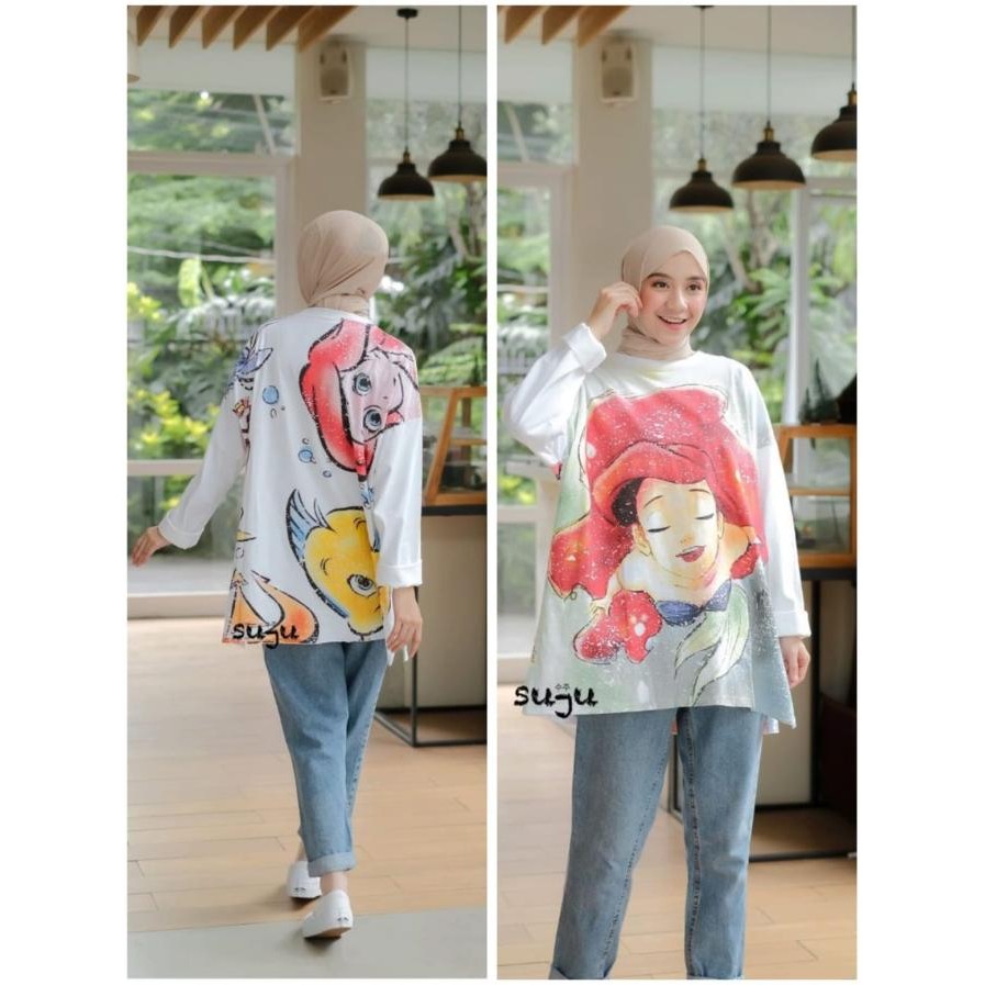 BAJU ATASAN WANITA OVERSIZE/KAOS LENGAN PANJANG JUMBO WANITA KOREA