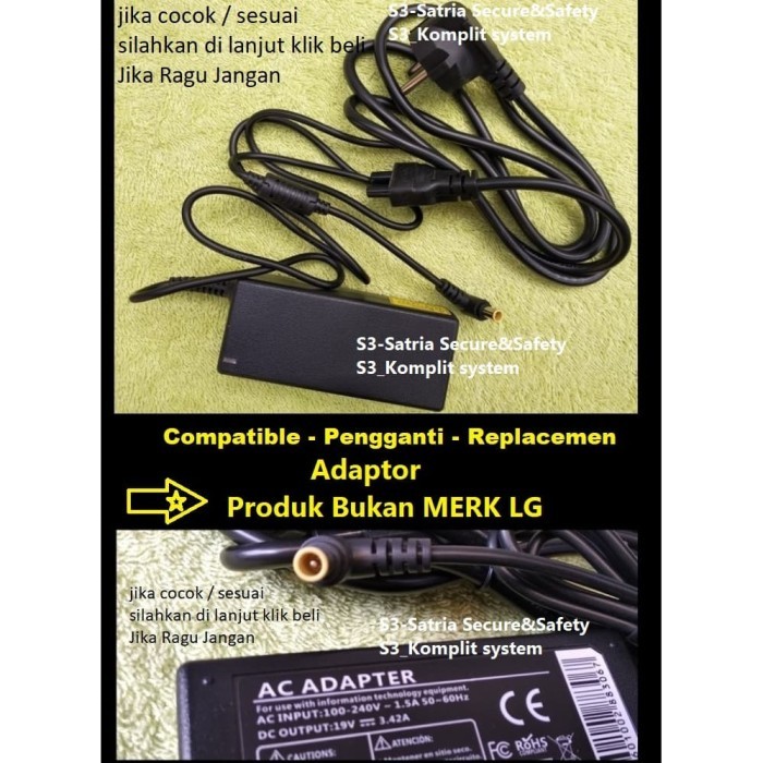 TV LG ADAPTOR DAYA 19V 1.6A TELEVISI LED LG 19V 1,6A