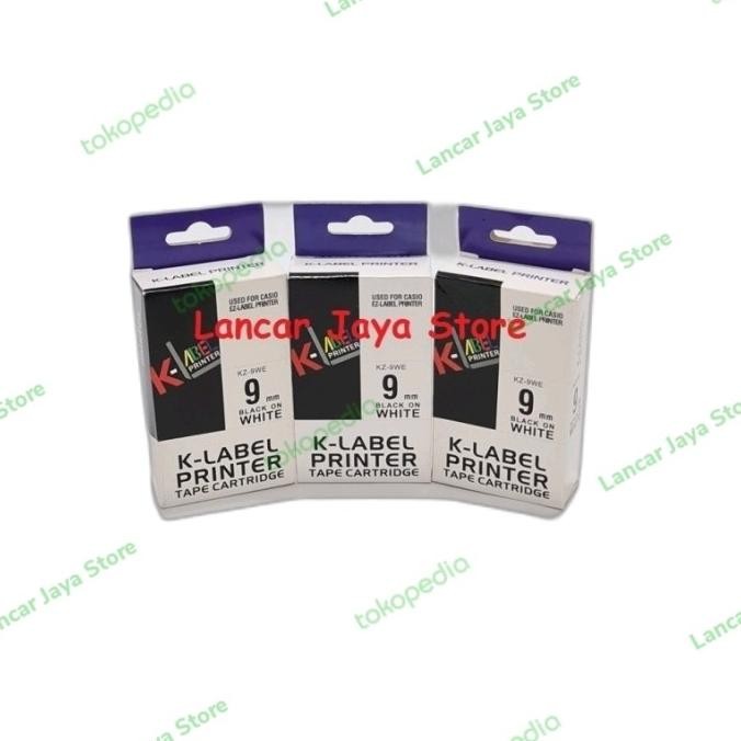

tape catridge for casio 9mm kz-9we k-label printer label for casio 9mm stok terbatas