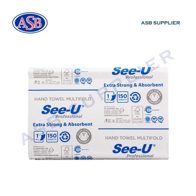 Tissue Hand Towel Multifold Sleeve Pack Merk See U (150 Sheets)