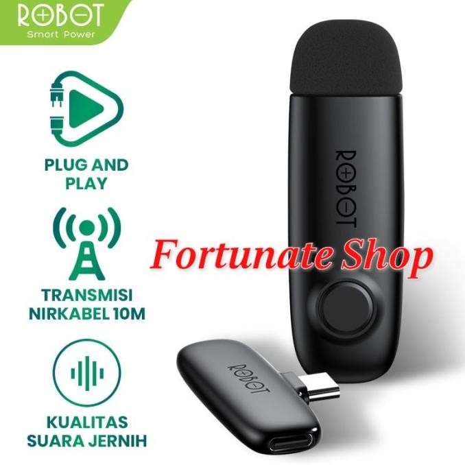 Robot RS20 Wireless Microphone Bluetooth 5.1 Clip On Jepit Type C