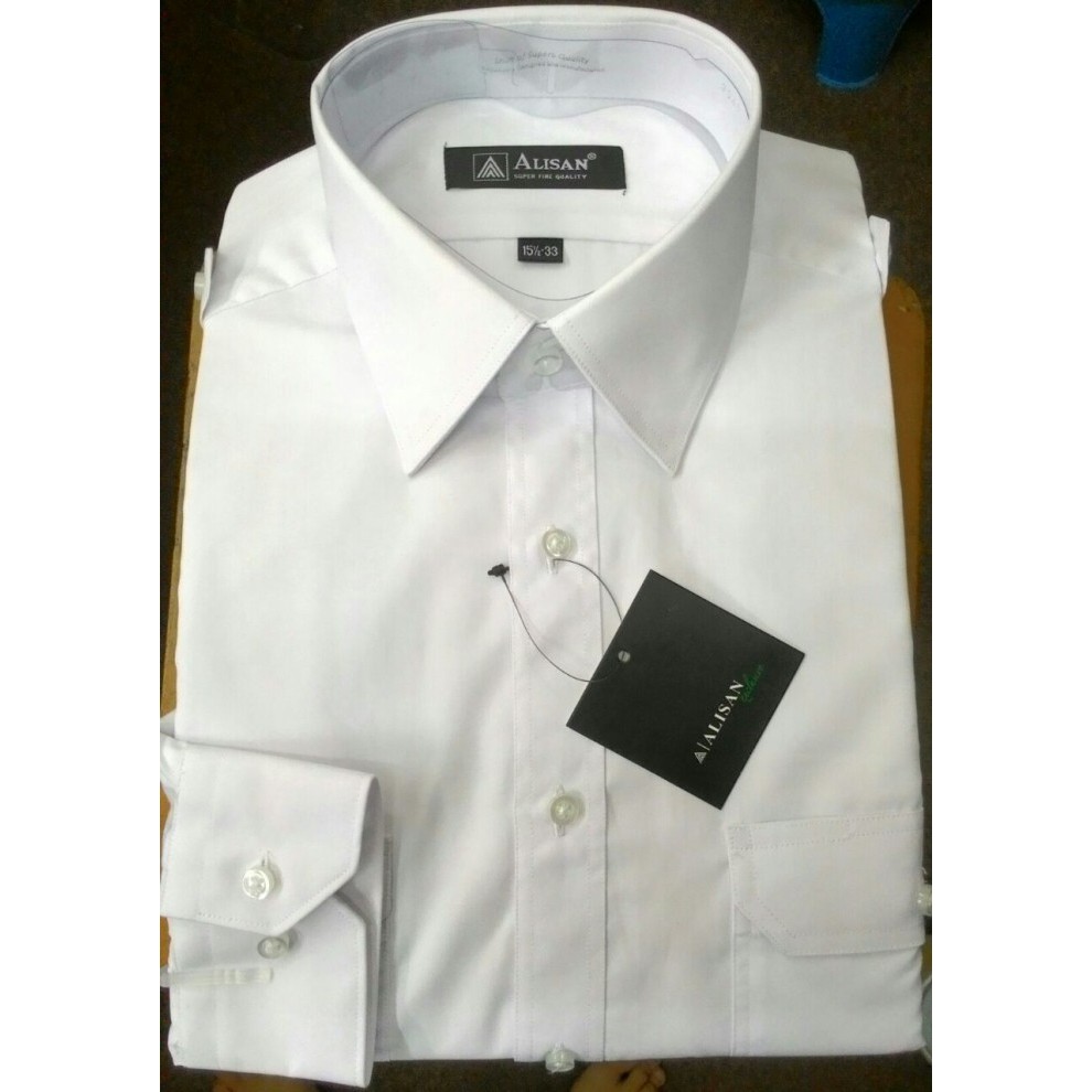 kemeja Alisan Kantong dua PILOT panjang putih reguler fit