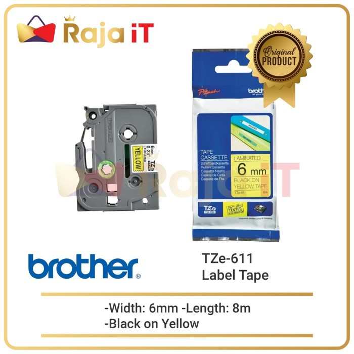 

Brother Label Tape Tze 611 6Mm Black On Yellow Terlaris