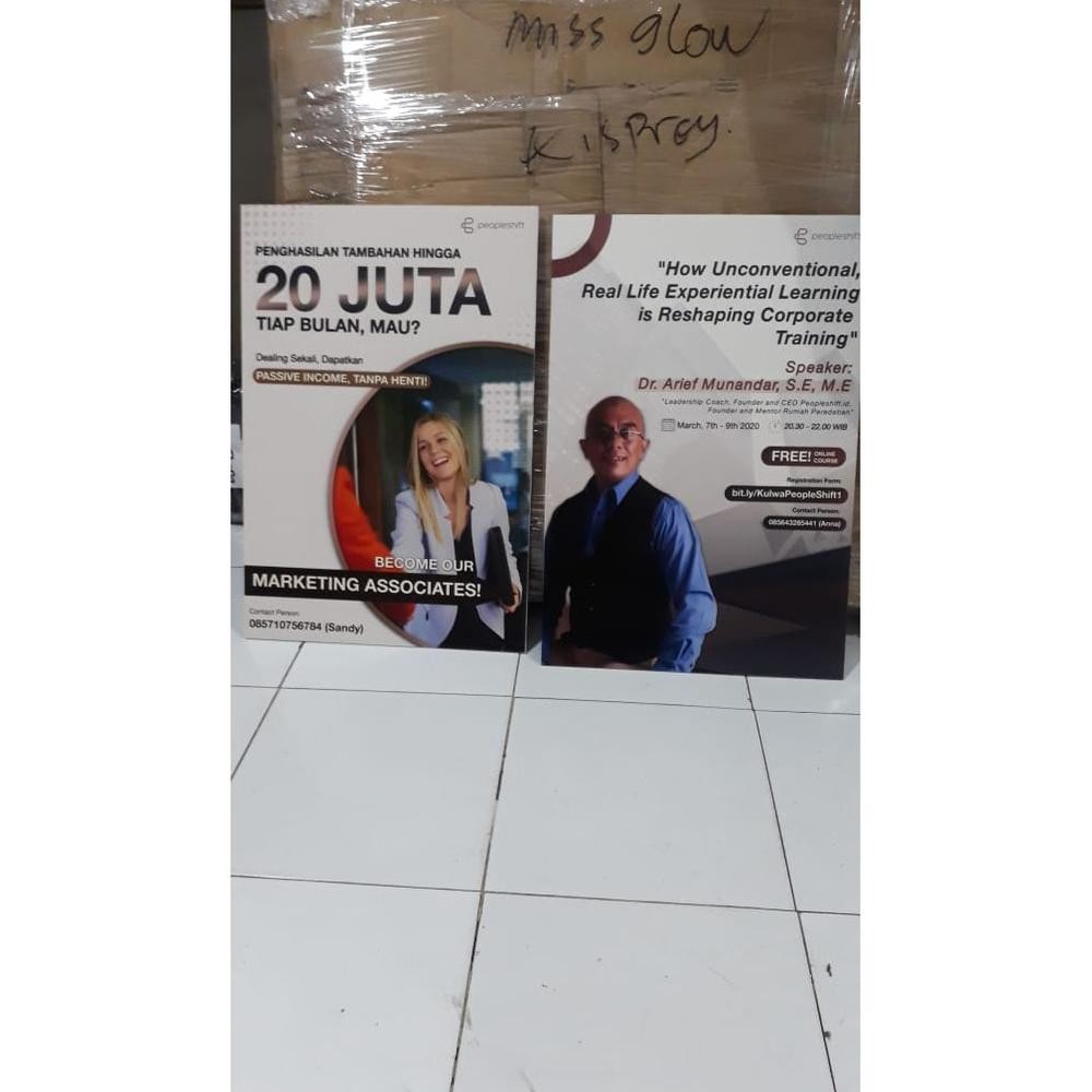 GIOR PVC FOAM BOARD PLUS PRINTING UNTUK  TRIPOD BANNER ( SDH TERMASUK STIKER UK 60 X 80)