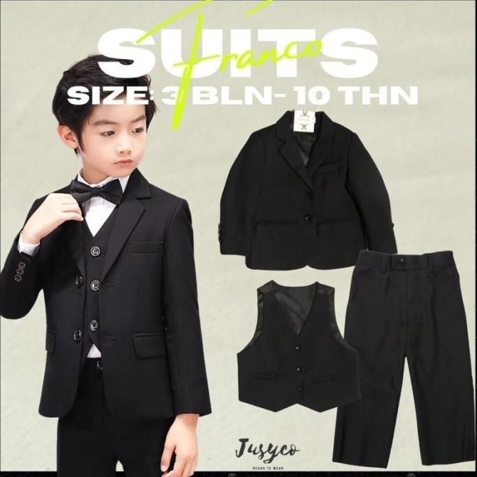 FRANCO MODERN BASIC SUITS /SETELAN JAS HITAM FORMAL ANAK LAKI-LAKI 2710T