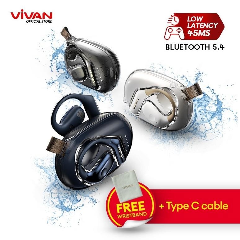 VIVAN TWS SPORT X2 Headset Bluetooth 5.4 OWS Open Ear True Wireless Powerful Audio IPX5 Dual ENC Aud